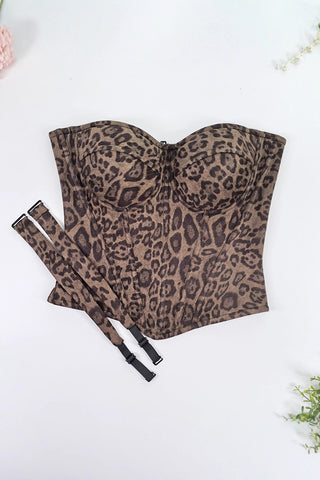 Leopard Strapless Bustier Top