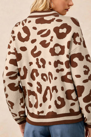 Animal Pattern V-Neck Sweater