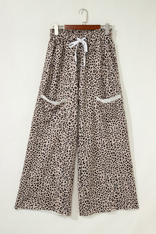 Leopard Print Wide-Leg Casual Pants