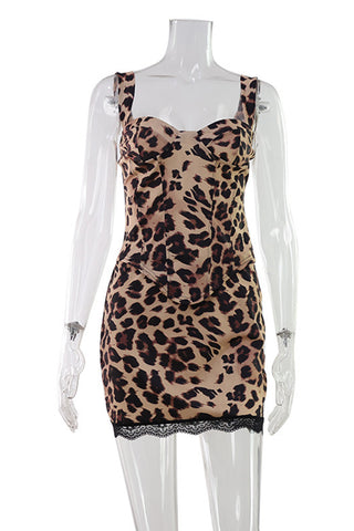 Stylish Leopard Skirt Set