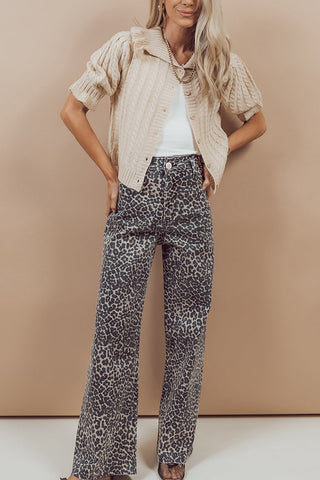 Leopard Print Straight Jeans