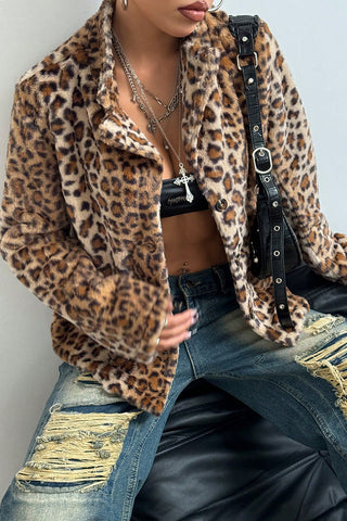 Leopard Print Button-Up Blazer