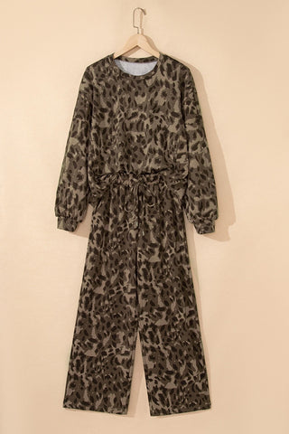 Leopard Print Pullover Pants Set