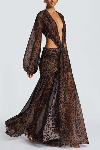 Draped Cutout Casual Maxi Dress