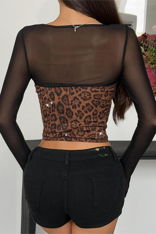 Leopard Print Zipper Top
