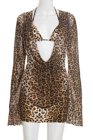 Chic Leopard Print Skirt Set