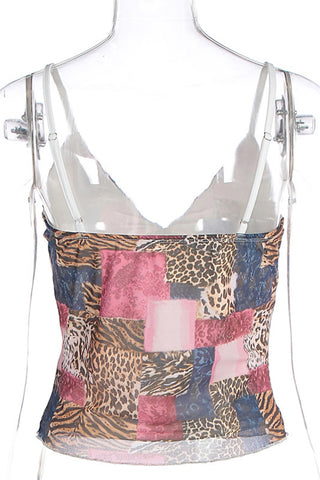 Patchwork Animal Print Cami Top