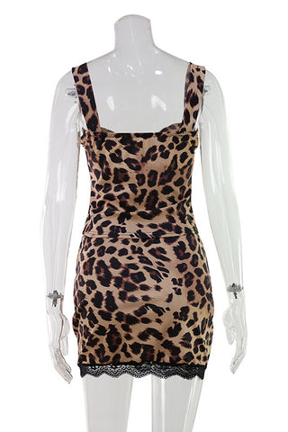Stylish Leopard Skirt Set