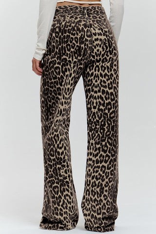 Leopard Print Straight-Leg Jeans
