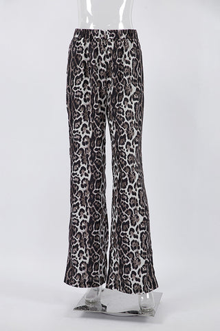 Wide-Leg Animal Print Casual Pants