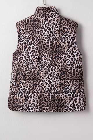 Zip-Front Leopard Print Vest