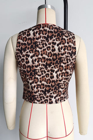 Leopard Print Button-Front Vest