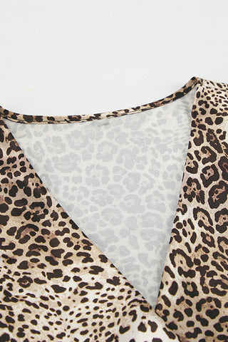 Wrap-Front Leopard Print Midi Dress