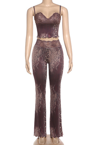 Spaghetti Strap Leopard Pants Set
