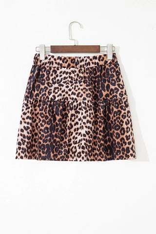 Leopard Tiered Mini Skirt