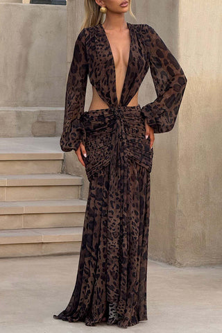 Draped Cutout Casual Maxi Dress