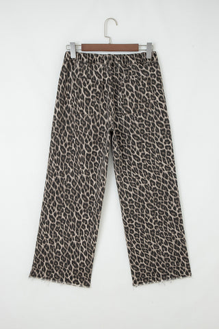 Leopard Print Straight Jeans