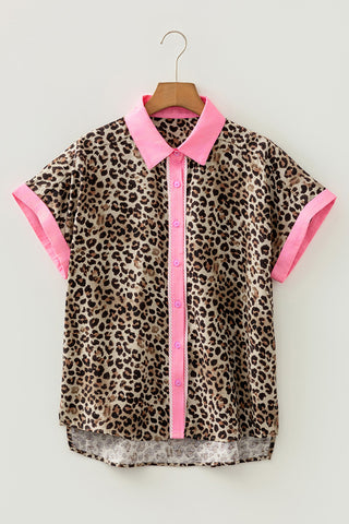 Patterned Button-Down Blouse