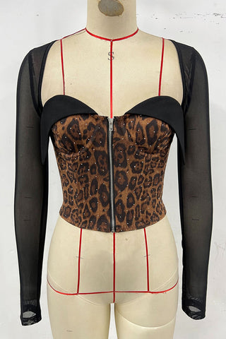 Leopard Print Zipper Top