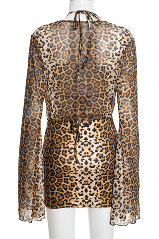Chic Leopard Print Skirt Set