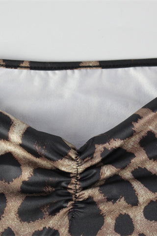 Ruched Animal Print Casual Dress