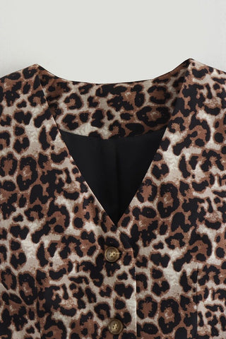 Leopard Print Button-Front Vest