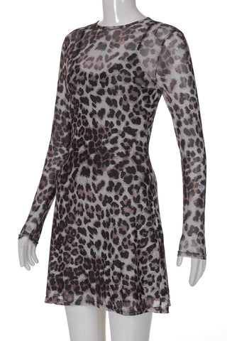 Long-Sleeve Patterned Casual Dress