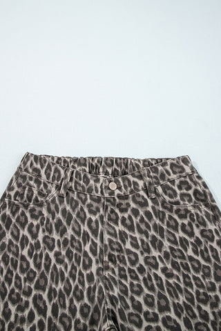 Leopard Print Straight Jeans