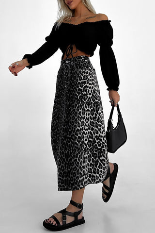 Leopard Print Midi Skirt