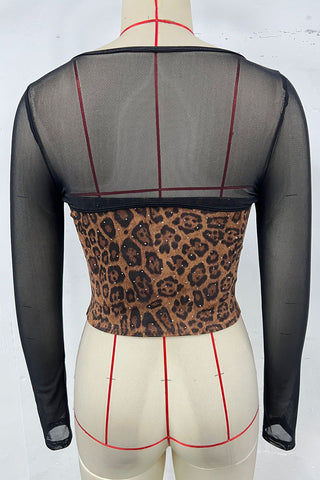 Leopard Print Zipper Top