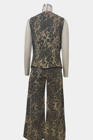 Stylish Leopard Print Pant Set