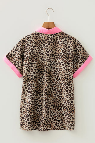 Patterned Button-Down Blouse