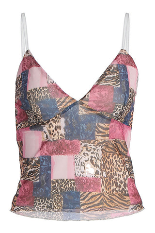 Patchwork Animal Print Cami Top
