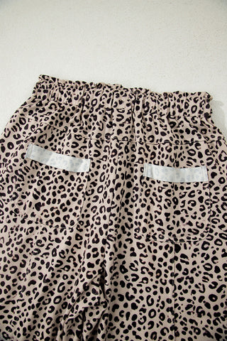 Leopard Print Wide-Leg Casual Pants
