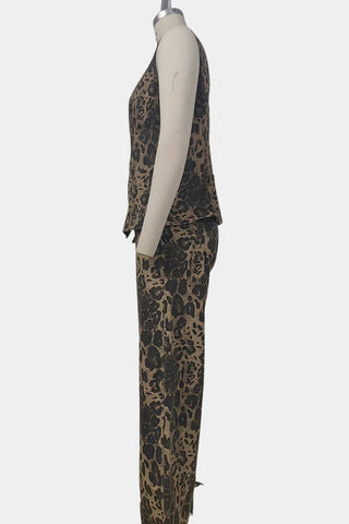 Stylish Leopard Print Pant Set