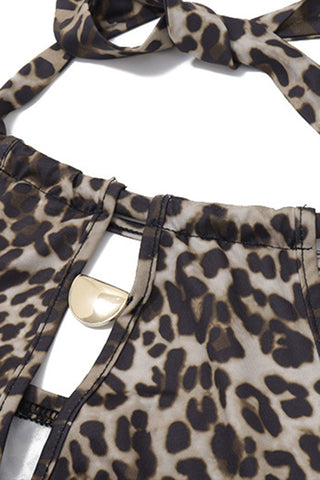 Halter Neck Keyhole Leopard Print Top