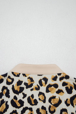 Leopard Print Button-Front Blouse