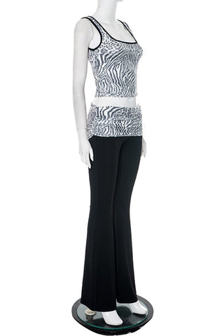 Sleeveless Zebra Print Pants Set
