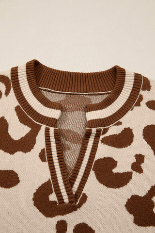 Animal Pattern V-Neck Sweater