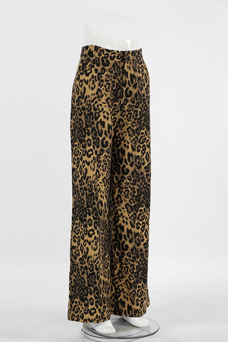 Leopard Print Wide-Leg Casual Pants