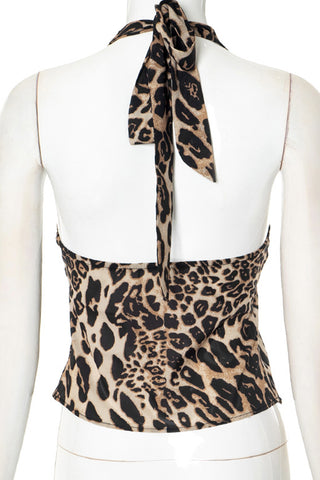 Leopard Print Halter Neck Tank Top