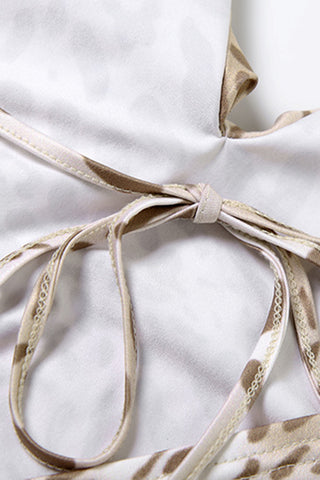 Ruffle-Trimmed Halter Leopard Dress