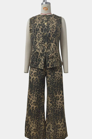 Stylish Leopard Print Pant Set
