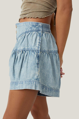Button-Front Denim Shorts