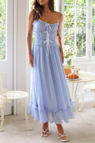 Ruffle Hem Bow Midi Dress