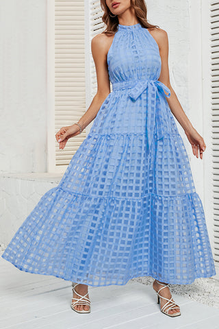 Checkered Halter Maxi Dress