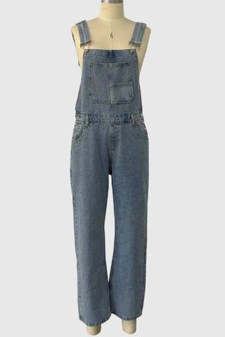 Cross-Back Denim Jumpsuit