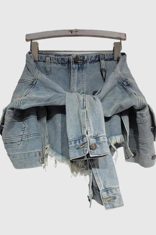 Stylish Button-Front Denim Skort