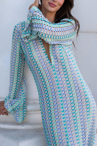 V-Neck Printed Maxi Dress