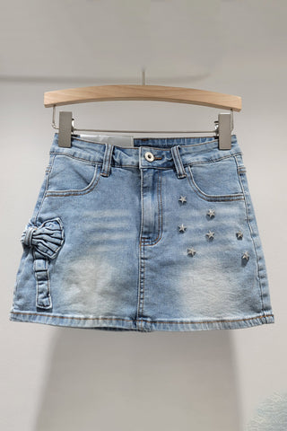 Embellished Denim Mini Skirt